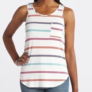MARKET & SPRUCE MERRIT ONE POCKET KNIT TANK WHITE - XS